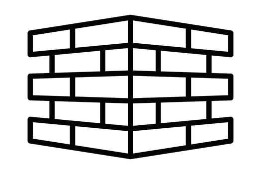 Brick wall icon in outline design. Editable stroke. vector