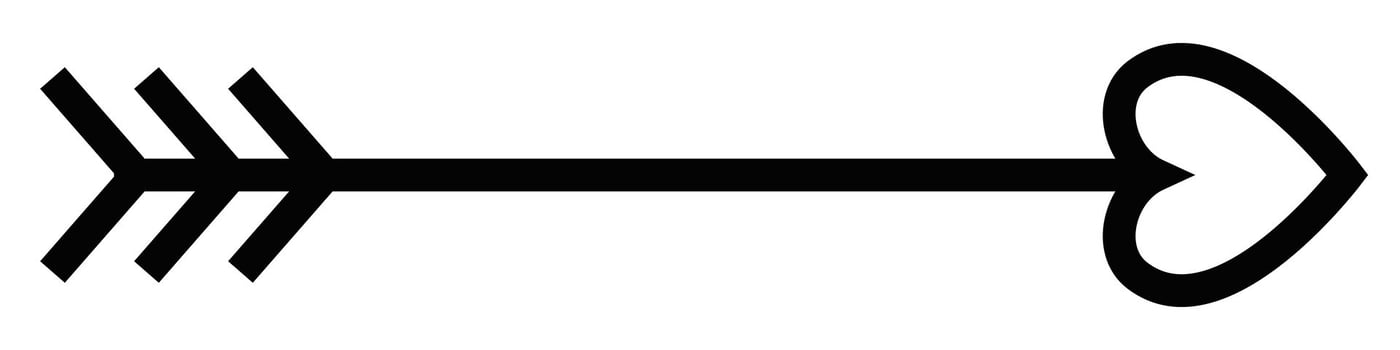 Cupid arrow with a heart-shaped tip. Editable stroke. vector