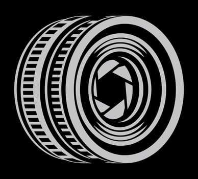 Black and white abstract camera lens design with intricate details vector