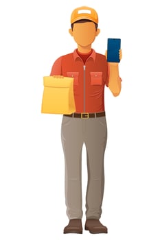 delivery young man courier service express illustration isolated vector
