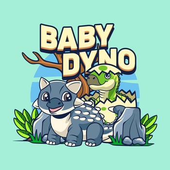 Cute Baby Iguanodon and Ankylosaurus Dinosaur Character Mascot in Cartoon Illustration Design vector