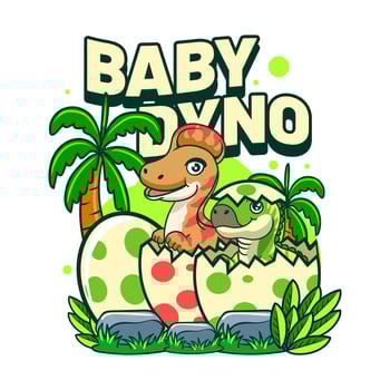 Cute Baby Corythosaurus Dinosaur Character Mascot in Cartoon Illustration Design for kid, sticker, badge, patch, banner, greeting card vector