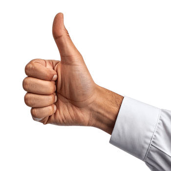 Happy thumbs up gesture isolated on transparent background png