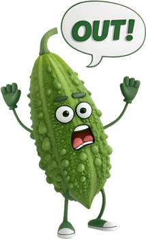Cartoon Bitter Melon with Unique Angry Expression Design. . png