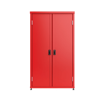 A vibrant red cabinet perfect for organizing various items and enhancing decor. png