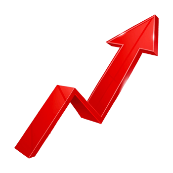 3D Red Arrow Showing Upward Trend in Financial Growth and Economic Progress png