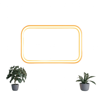 Bright neon sign with plants, creating a vibrant indoor atmosphere. png