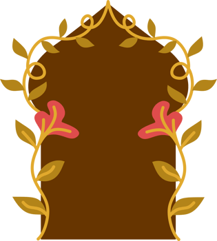 Arabic frame with botanical leaves png