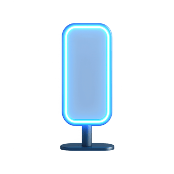 Illuminated blue neon sign with a modern and sleek design, perfect for marketing. png