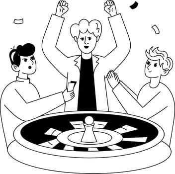 Casino win character illustration in drawing style vector