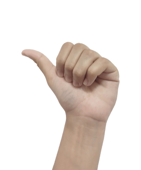 Close up Asian female left hand show gives like thumbs up sign arm and hand copy space png