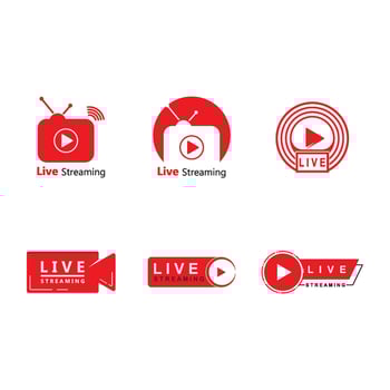 set Live streaming play logo icon vector