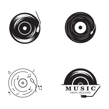 set Vinyl music record icon vector