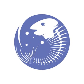 fish skeleton bone logo illustration design vector