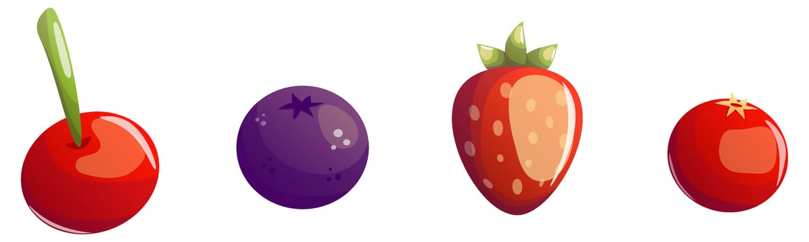 An irresistible mix of strawberries, blueberries, cranberries, and cherries bursting with color and flavor. This juicy berry blend on a clean white background brings freshness and charm to any project vector