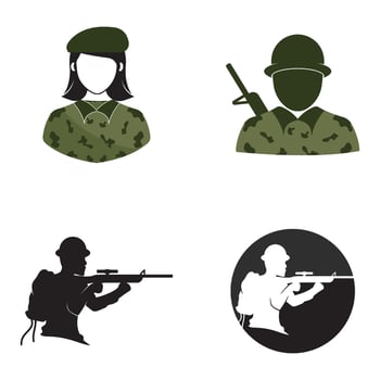 set Military Soldier logo Illustration flat design vector