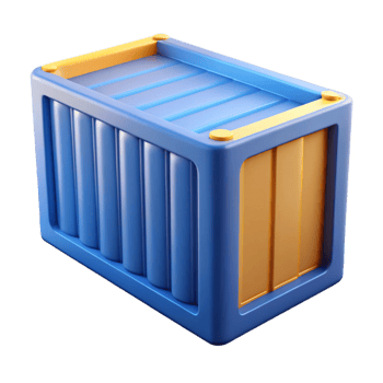 A blue and orange container with a lid png