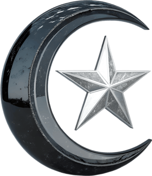 Spiritual crescent star design for reflecting Islamic culture. . png