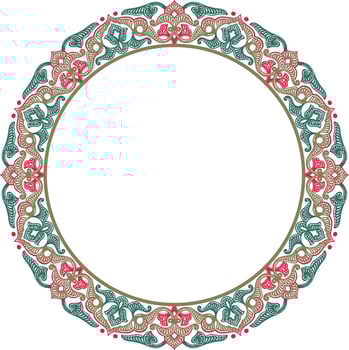colored round oriental ornament. Arabic patterned circle of Iran, Iraq, Turkey vector