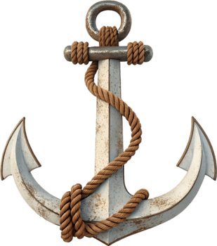 Vintage rope anchor representing strength and nautical tradition with timeless design. . png