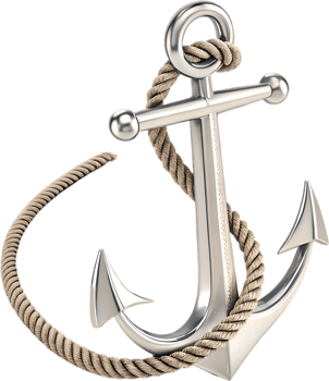 Classic maritime anchor symbol with twisted rope reflecting seafaring heritage. . png