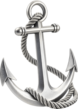 Timeless anchor clipart with twisted rope symbolizing sea strength and heritage. . png