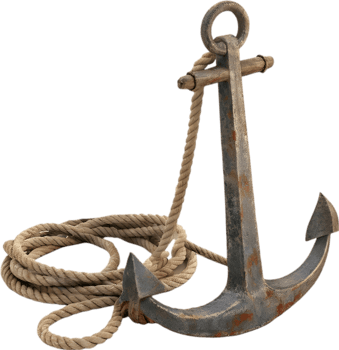Nautical anchor with twisted rope design for maritime strength and heritage. . png