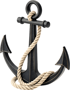 Classic maritime anchor artwork with twisted rope symbolizing sea strength. . png