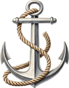Classic twisted rope anchor representing strength and nautical heritage design. . png