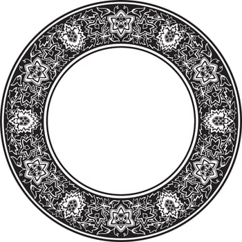 round black monochrome national Indian ornament. Circle ethnic pattern of Indian civilization vector