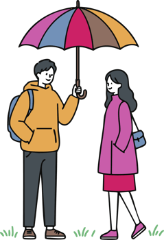 Couple sharing umbrella, rainy day, romance png