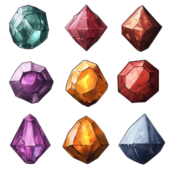 A set of different colored gems png