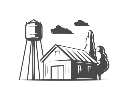 Landscape and village farm isolated on white background vector