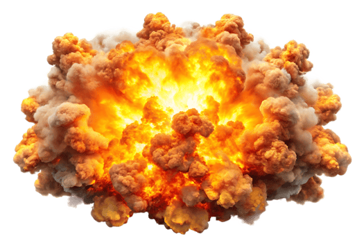 Explosion with Brown Smoke and Flames for safety and design png