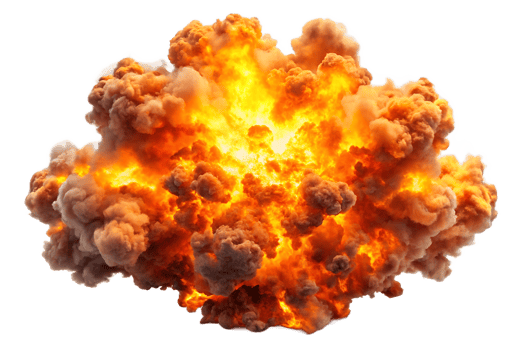 Explosion with Brown Smoke and Flames on transparant background png