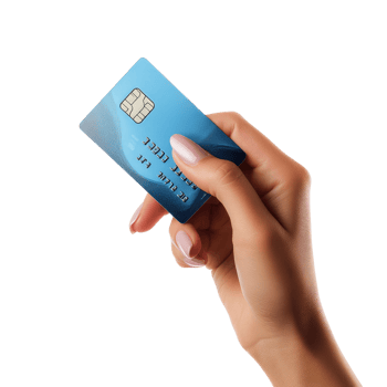hand holding credit card on transparent background png