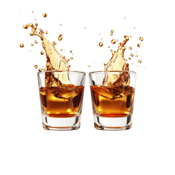 Two Glasses of Whiskey Splashing Dynamically png