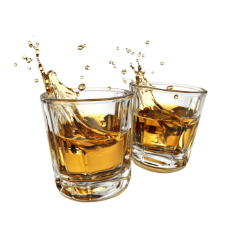Two Glasses of Whiskey Splashing Together png