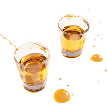 Two Shots of Amber Liquid Splashing Dynamically png