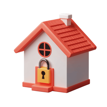 A small red house with a yellow padlock png