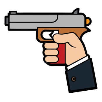 Hand holding gun illustration vector