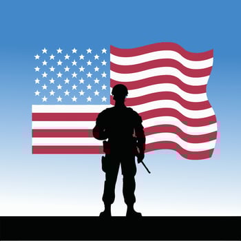 American Flag and An American Army Person vector
