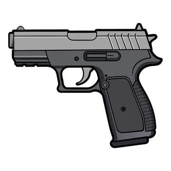 A gun on a white background with a black handle vector