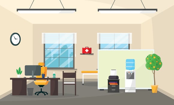 Hospital office interior. Doctor's office. Providing medical care. Healthcare and medicine. vector