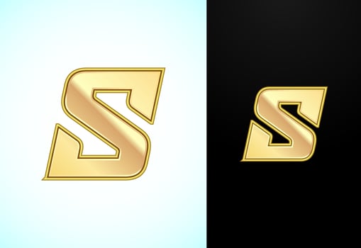 Capital and small alphabet S in gold color. Graphic alphabet symbol for corporate business identity vector