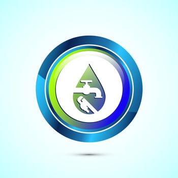 Water supply service icon design illustration. Plumbing repair service sign symbol, Glossy round button design vector