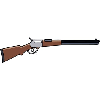 flat A gun with a wooden stock and a wooden handle vector