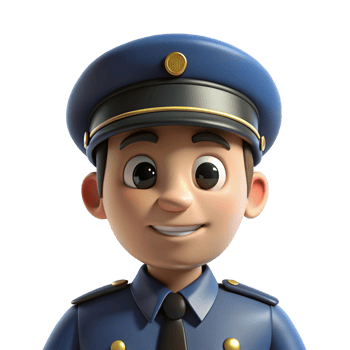 Friendly 3D Cartoon Police Officer - Happy png