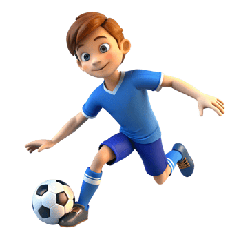 3D Render of a Happy Boy Playing Soccer, Cartoon png