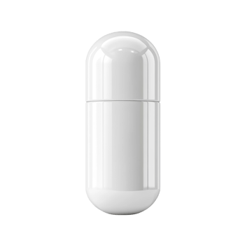 White Capsule Shaped Cosmetic Container Mockup. isolated png